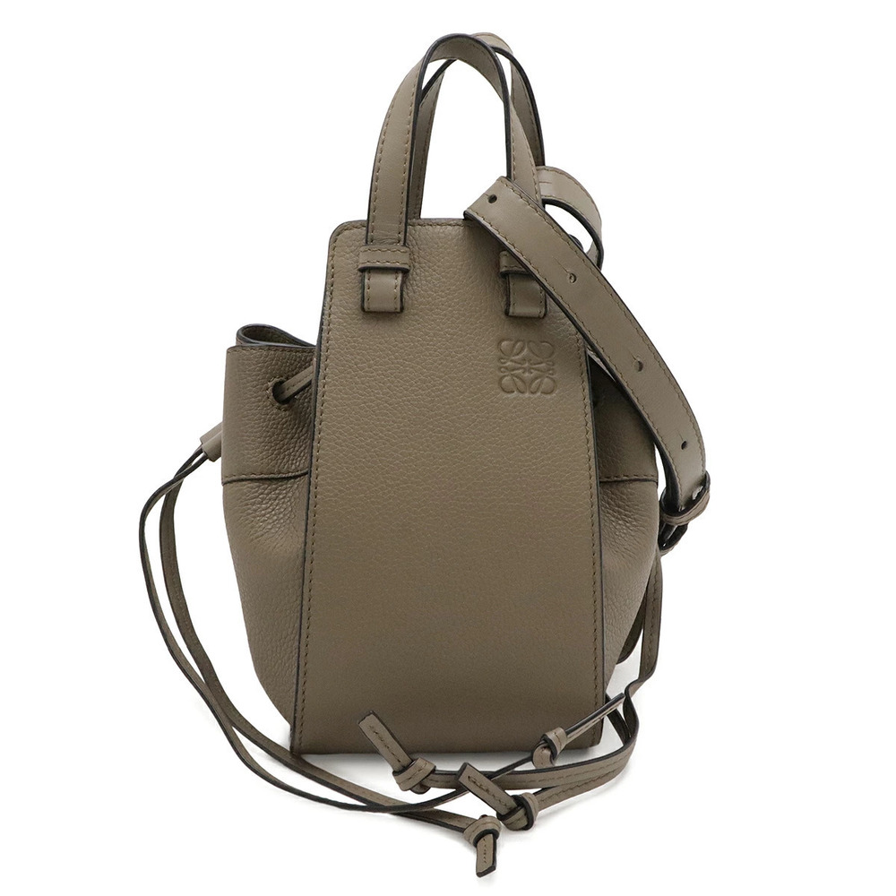 Loewe Hammock Drawstring Handbag Bag Crossbody Leather Greige Gray
